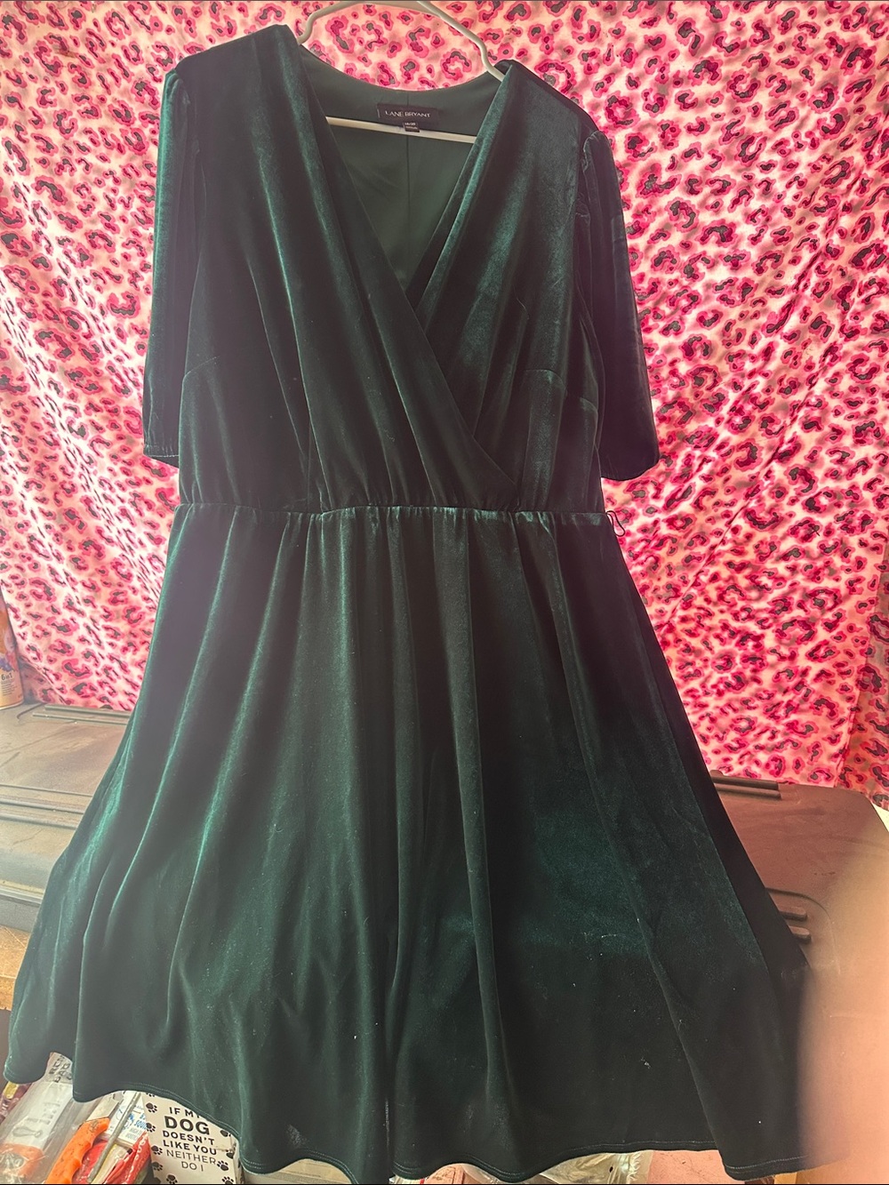 Lane Bryant Emerald Green Velvet Midi Wrap Dress